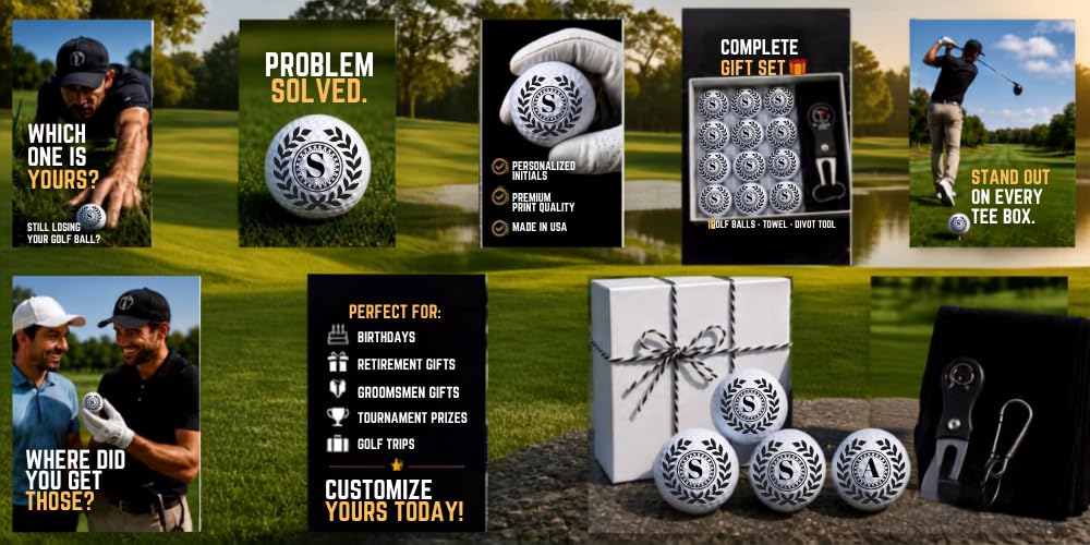 Golf Balls - Wreath Leaves Golf Balls, Beautiful Designs. Multiple Designs Golf Ball for Gifts & Accessories. Includes Balls,Towel,Divot. 12 Pack