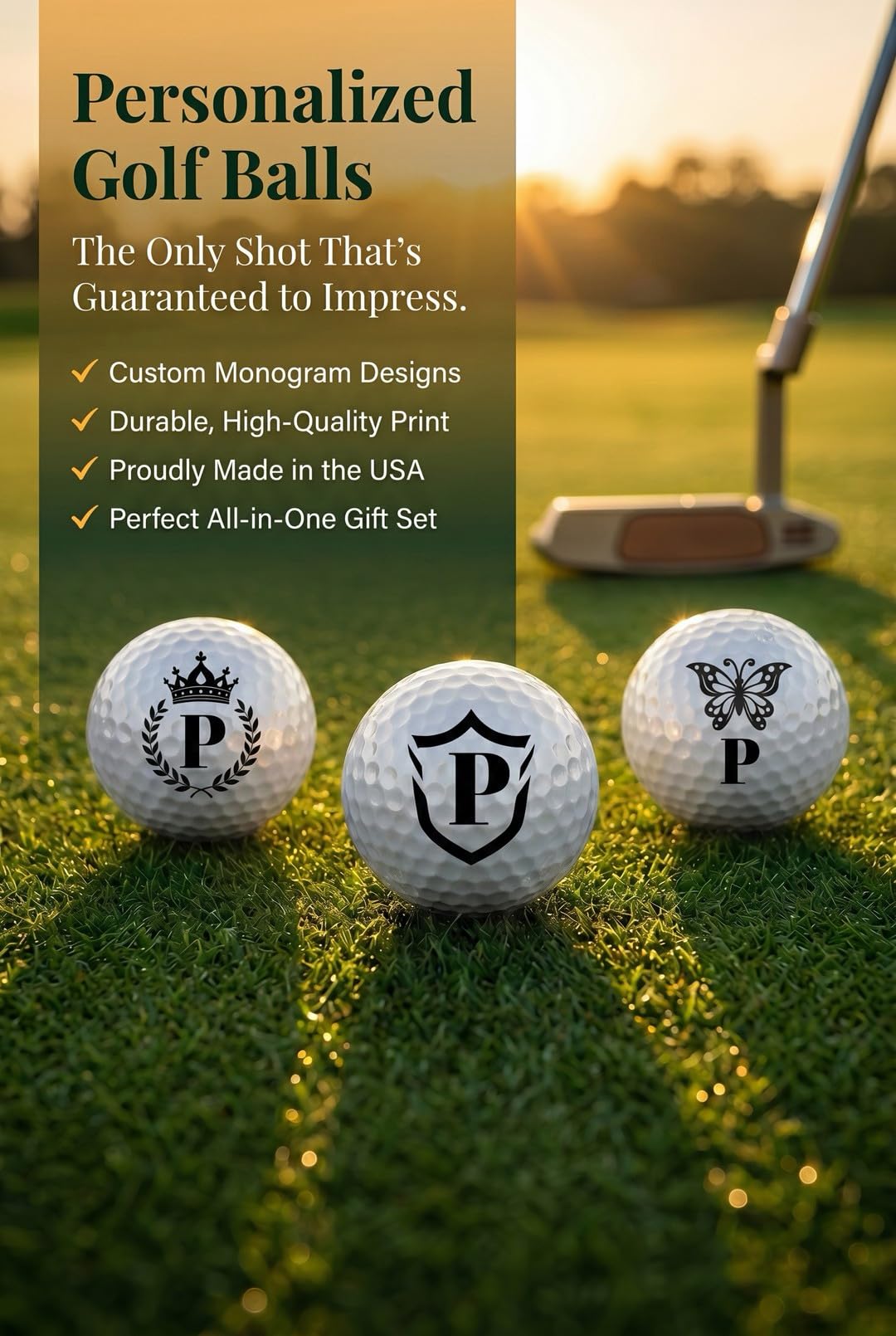 Personalized Golf Balls, Initial Golf Balls Beautiful Designs. Multiple Designs Monogrammed Golf Gifts & Accessories. Includes Balls,Towel,Divot. Pick Yours 12each