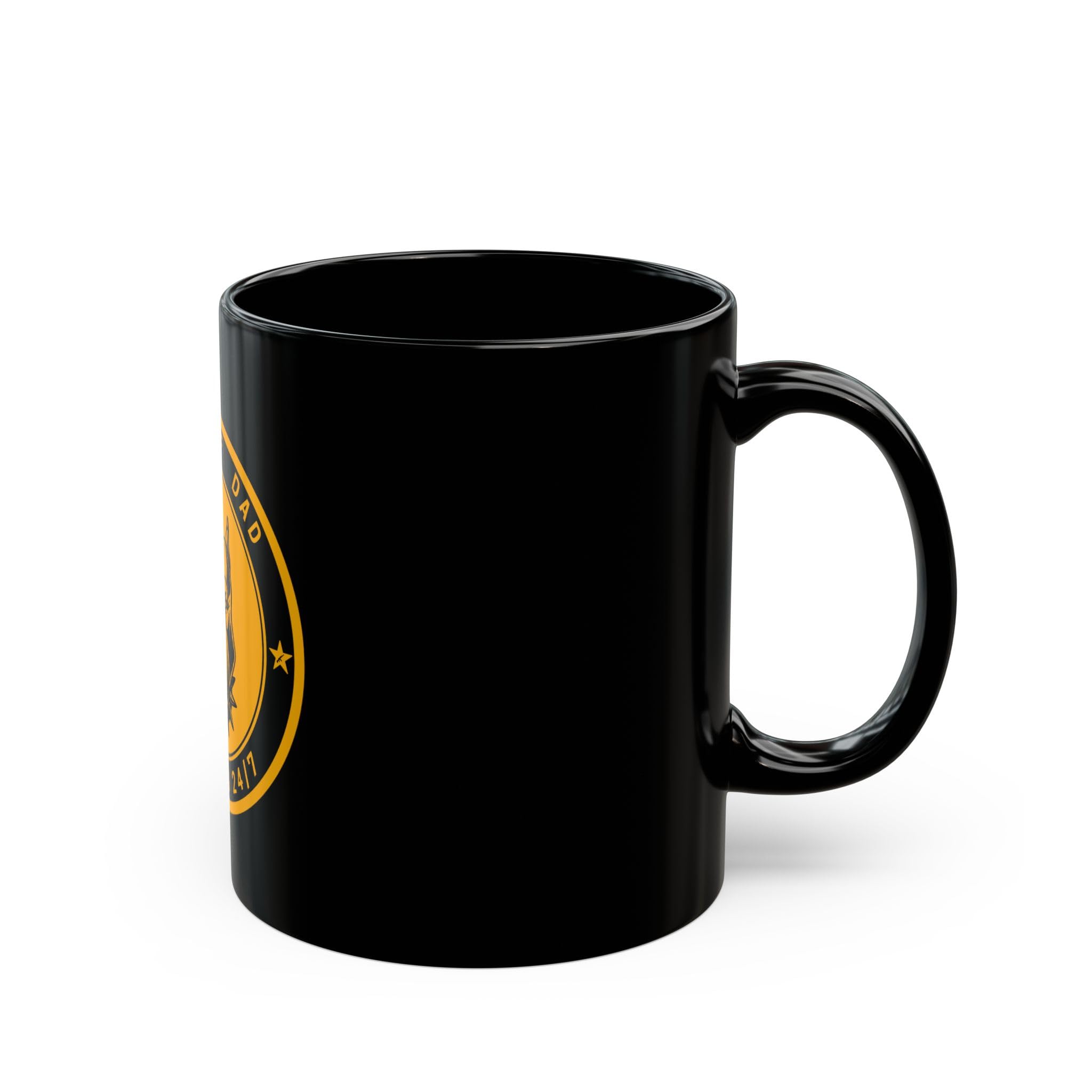 Beware of Dad Watching 24/7 Mug | Black Ceramic Coffee Cup