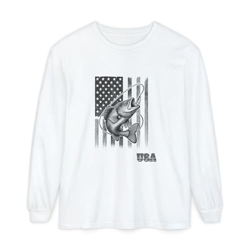 American Flag Bass Fishing Long Sleeve T-Shirt | USA Bass Tee