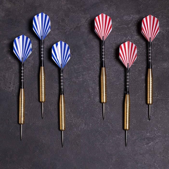 Dartboard Cabinet Set with 6 Steel Tip Darts, Paper Fibre Dartboard, Chalk & Eraser (21.5 x 21.5 x 4) - Mancave, Home bar, Games Room or Garage wall.