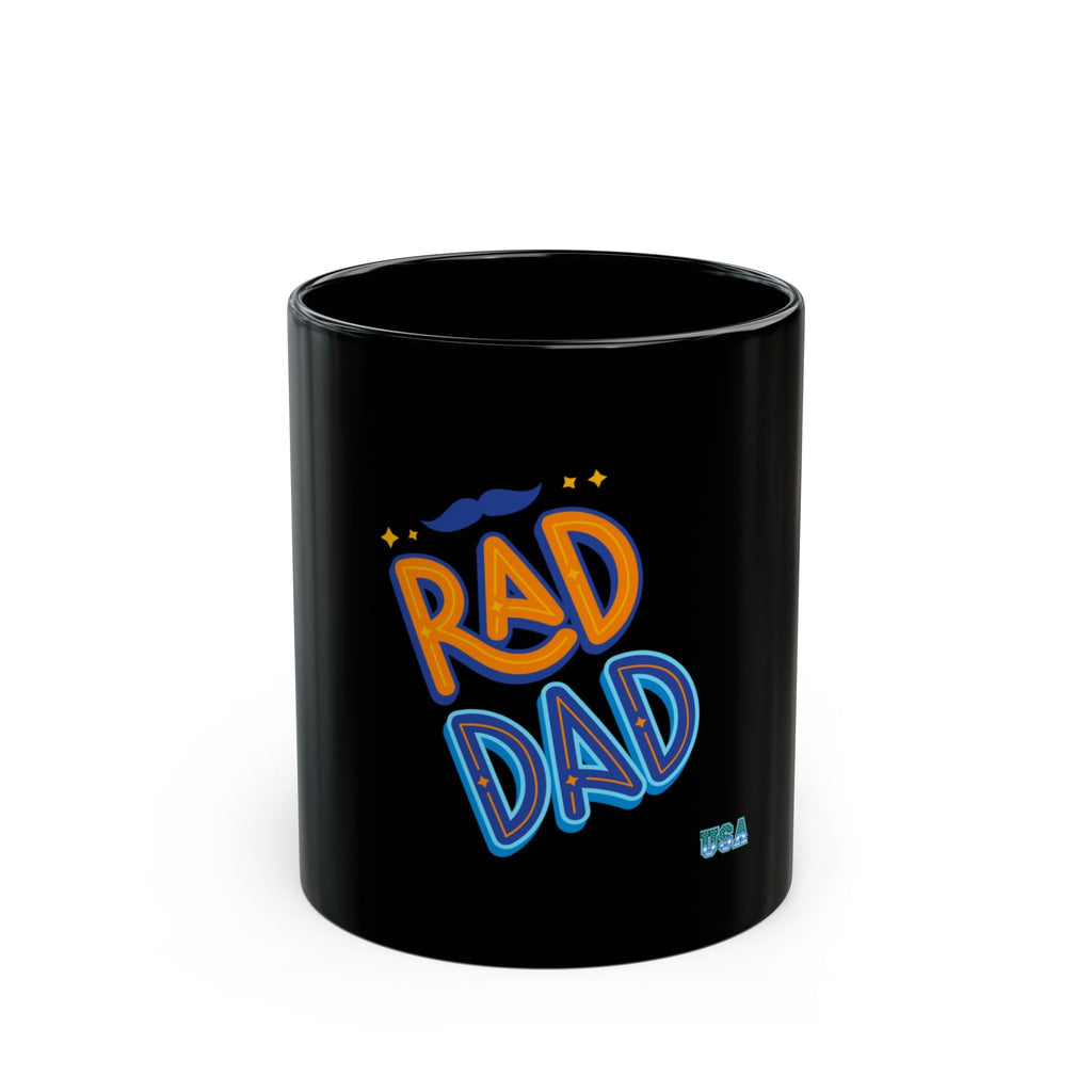 Rad Dad mug | Black ceramic coffee mug, 11oz or 15oz