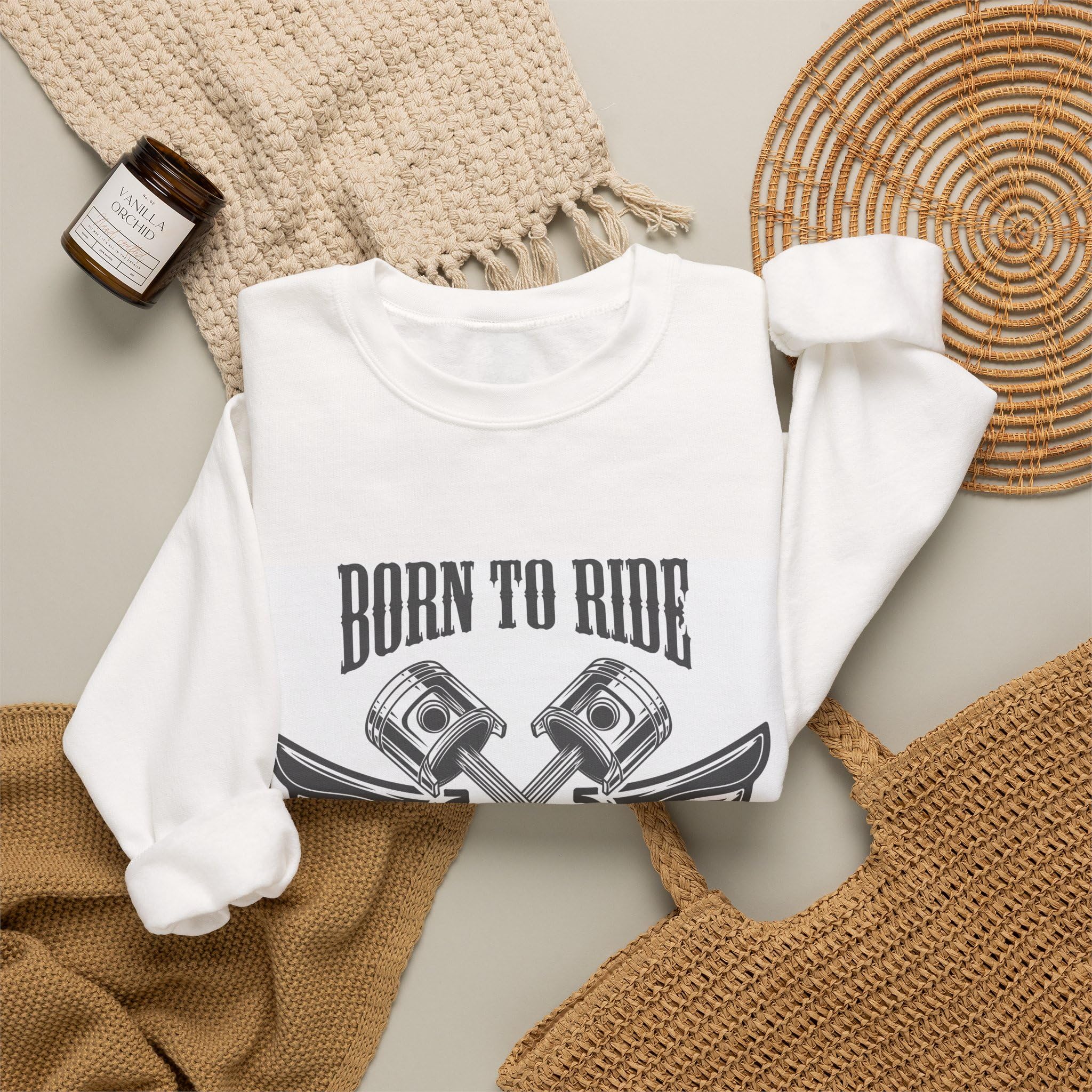 Born to Ride piston wings Sweatshirt | Motorcycle biker crewneck