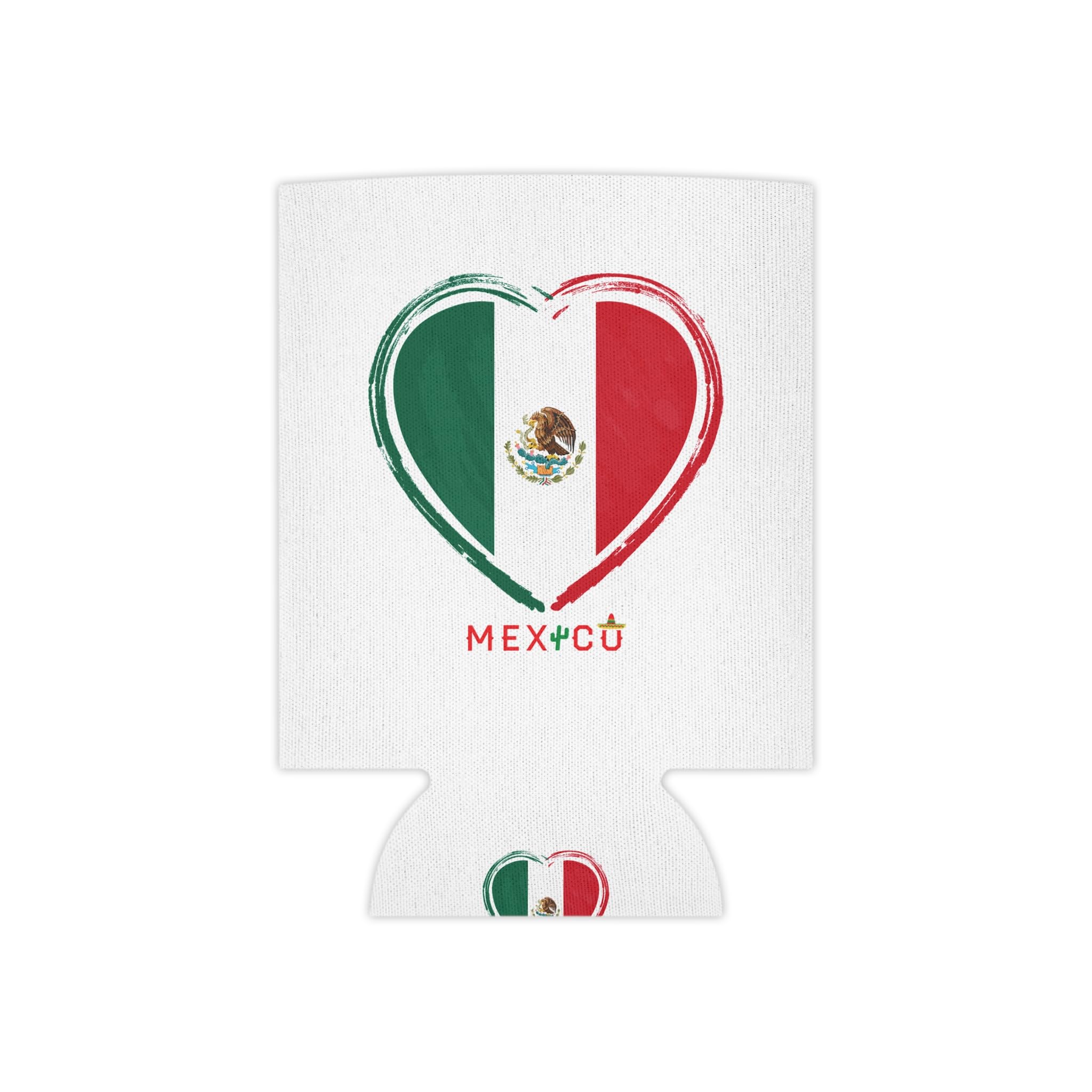 Mexico Heart Flag Can Cooler | Mexican Flag Beverage Kozy