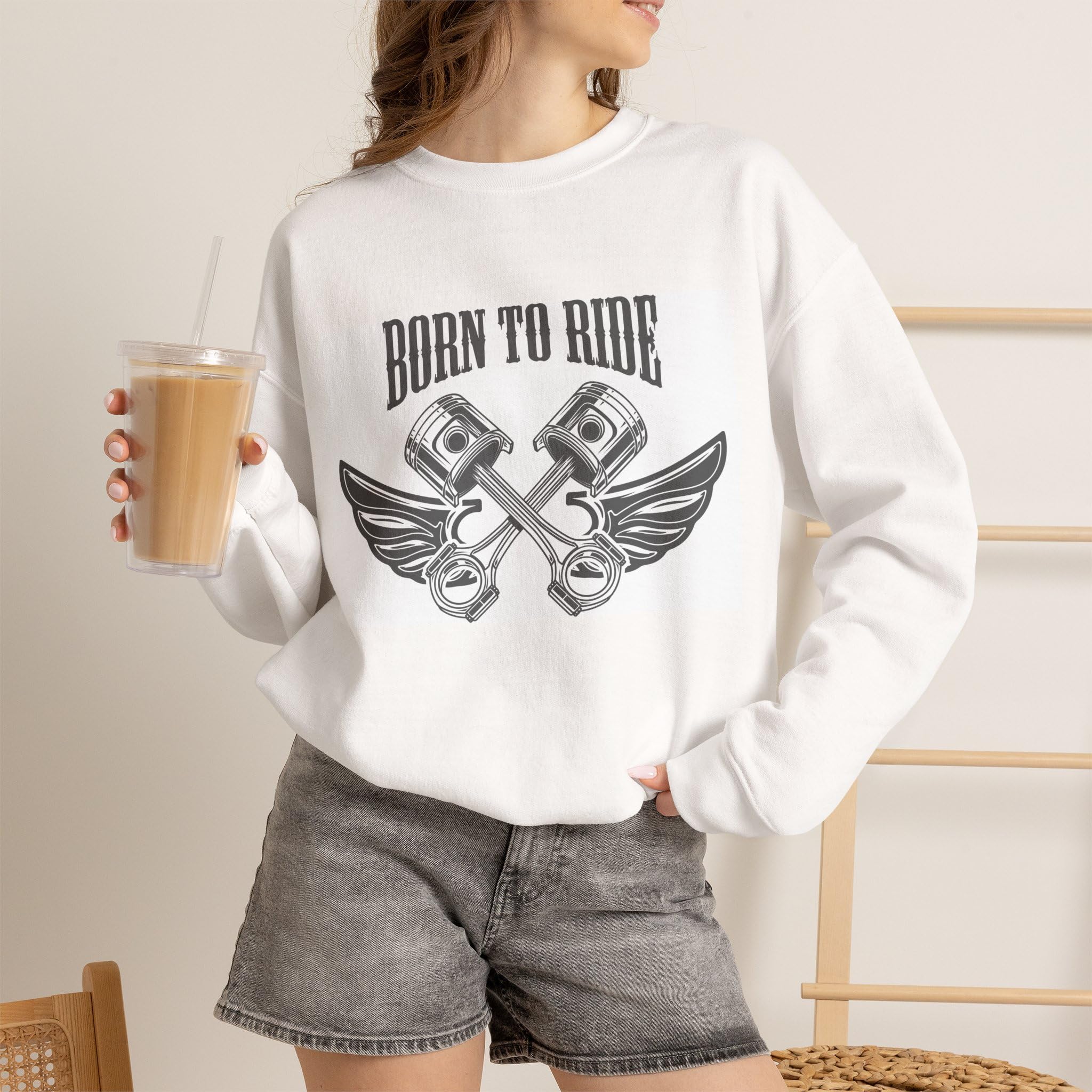Born to Ride piston wings Sweatshirt | Motorcycle biker crewneck