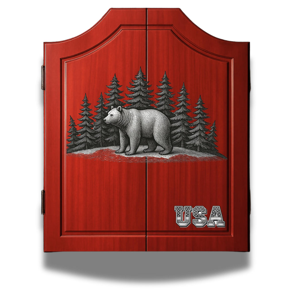 UV Printed Dart Board Cabinet Set Wooden Dartboard Cabinet for Family Game Rooms
