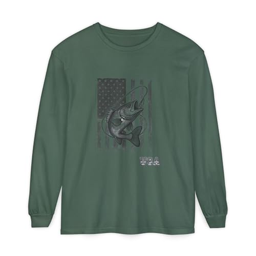 American Flag Bass Fishing Long Sleeve T-Shirt | USA Bass Tee