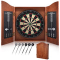 Yirinatek Sisal Dart Board Cabinet Sets, Decorative Dart Boards for Adults [6*Steel Darts] - Wooden Dartboard Cabinet with Integrated Scoreboard for Family Game Rooms