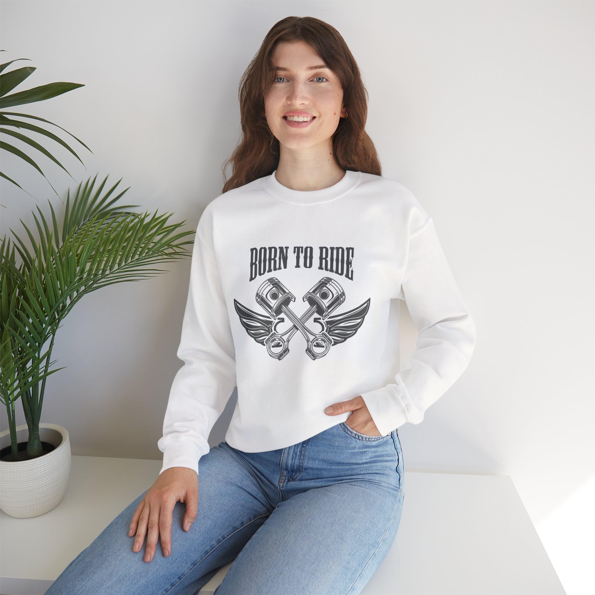 Born to Ride piston wings Sweatshirt | Motorcycle biker crewneck