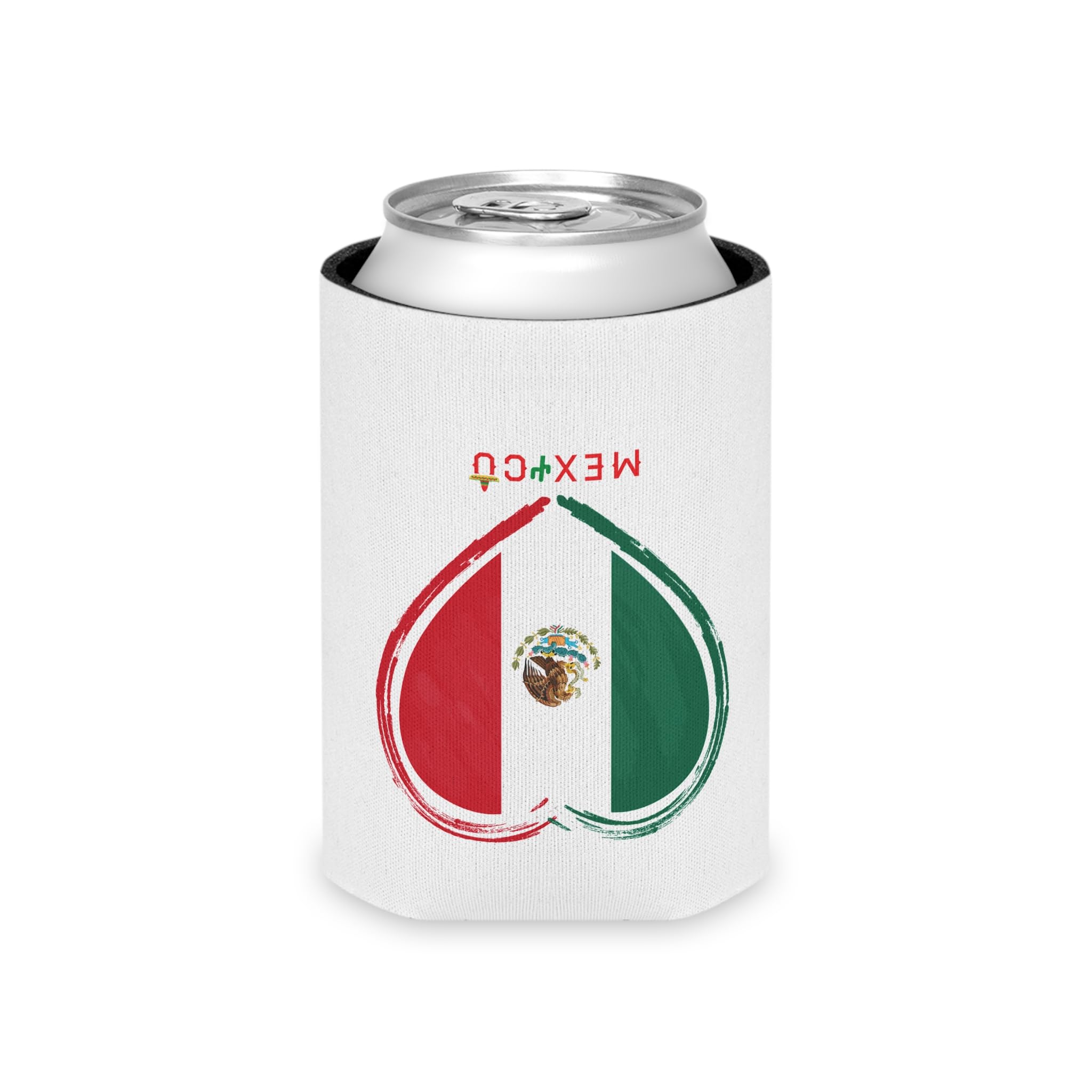 Mexico Heart Flag Can Cooler | Mexican Flag Beverage Kozy