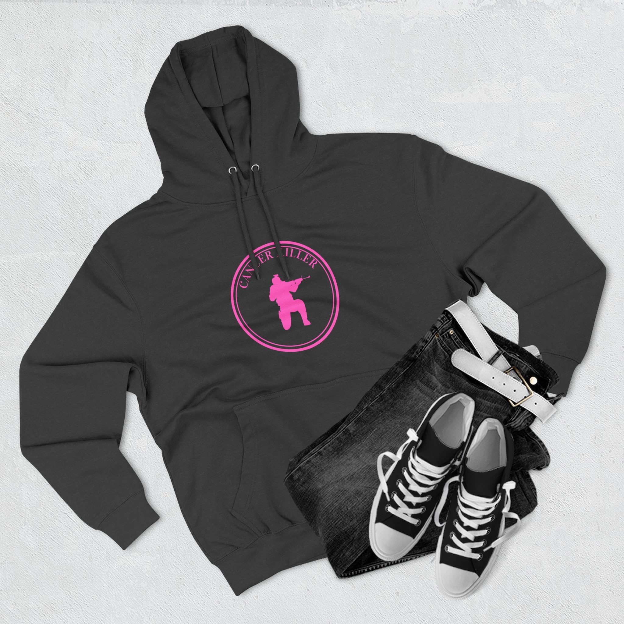 Cancer KLR silhouette hoodie | Pink cancer awareness hoodie