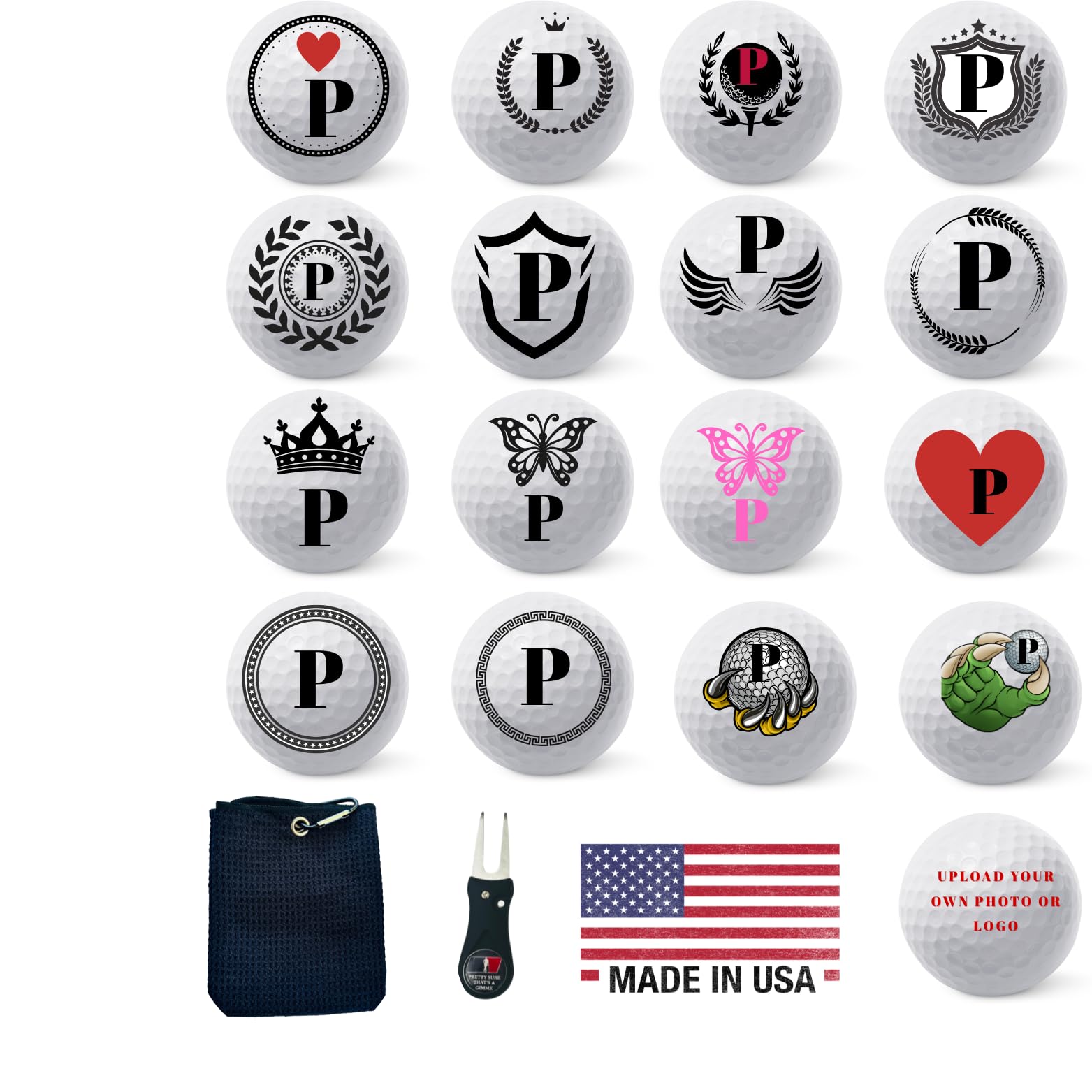 Golf Balls Personalized, Custom Initial Golf Balls Beautiful Designs | Multiple Designs Monogrammed Golf Gifts & Accessories. Includes Balls,Towel,Divot. Pick Your Favorite Design. (9)