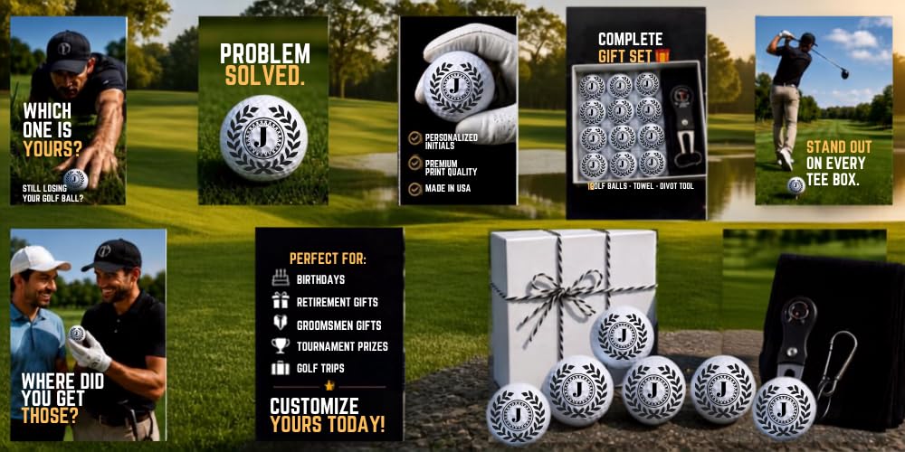 Golf Balls - Wreath Leaves Golf Balls, Beautiful Designs. Multiple Designs Golf Ball for Gifts & Accessories. Includes Balls,Towel,Divot. 12 Pack