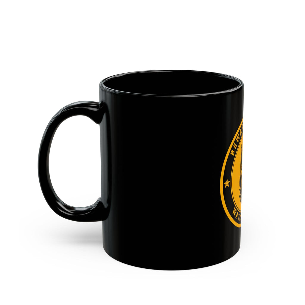Beware of Dad Watching 24/7 Mug | Black Ceramic Coffee Cup