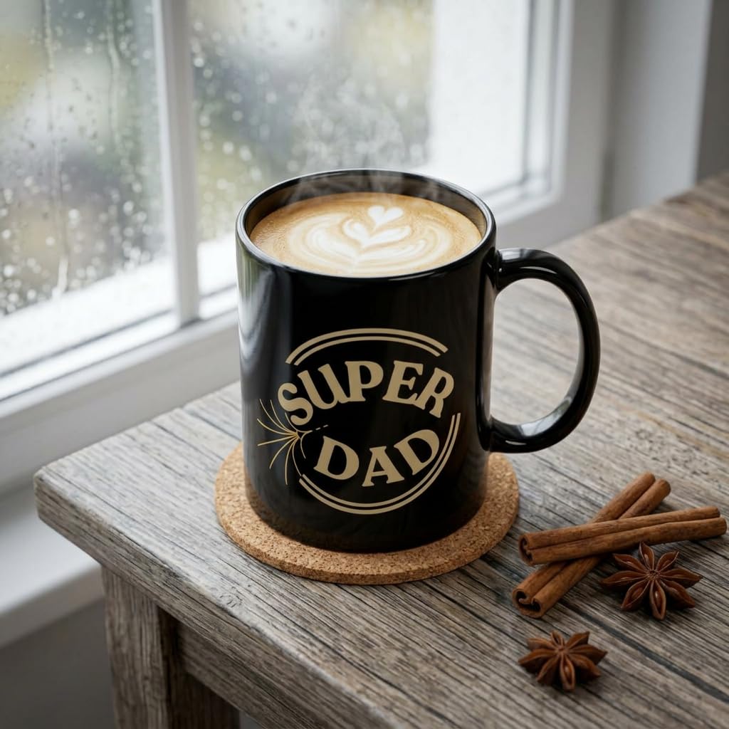 Super Dad Logo Mug | Black Ceramic Coffee Mug