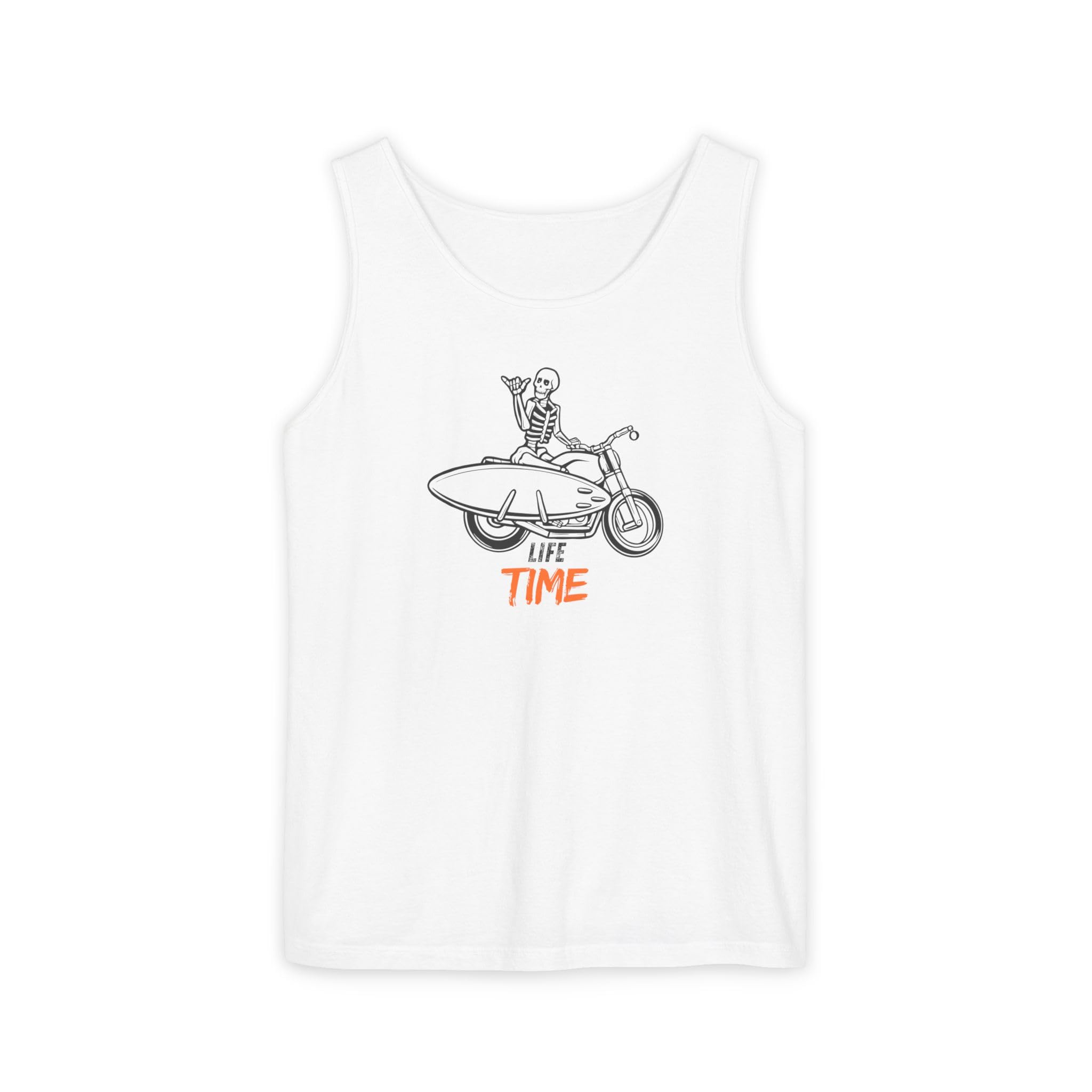 Skull Rider on Motorcycle Life Time Tank top | Biker Skull Illustration