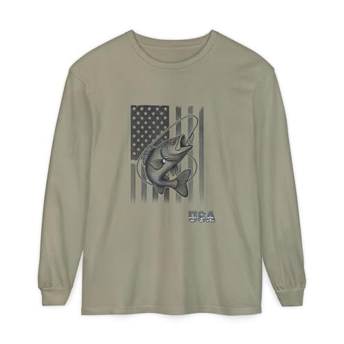 American Flag Bass Fishing Long Sleeve T-Shirt | USA Bass Tee